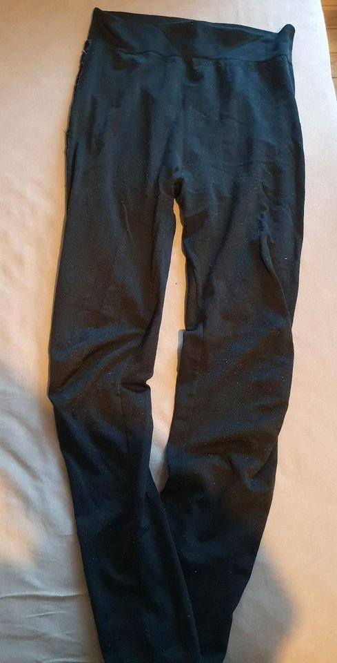 Leggings schwarz glitzer M angrauht Winter