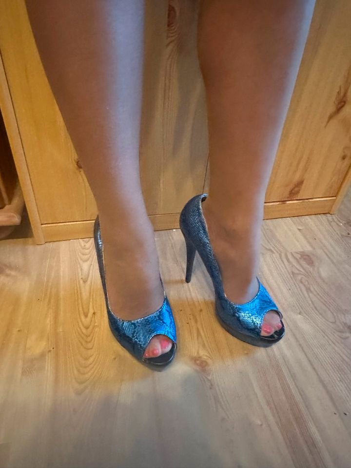 HEELS VALENTINO GIARO 40 blau Plateau Lagerspuren