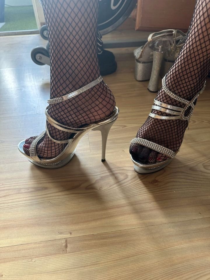 JUMEX Heels silber 39 Plateau Lagerspuren