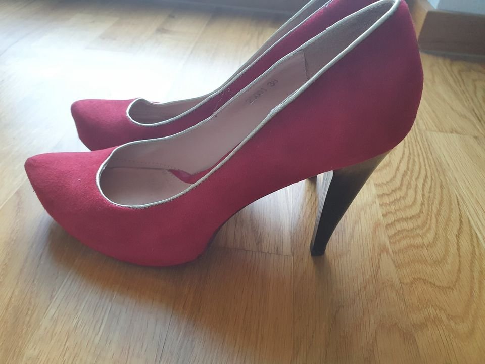 High Heels Lederschuhe Rot Gr. 38