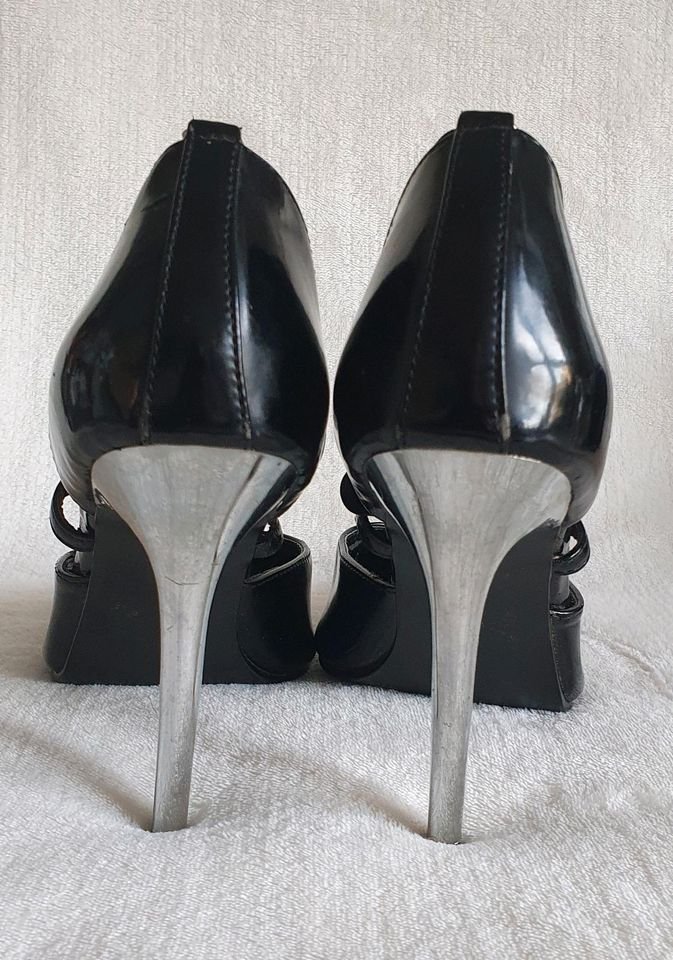 Intriguing Pleaser High Heels Stiletto glossy black to tie up size 40
