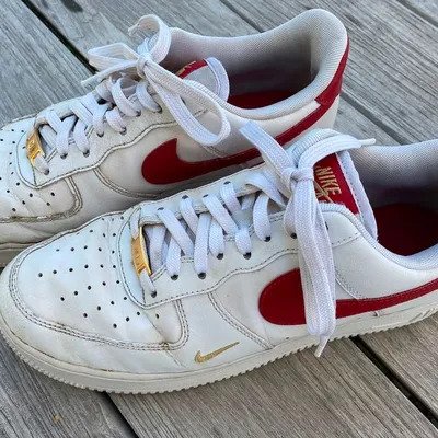 Nike Air Force 1 weiß rot Gr. 42 Sneaker Turnschuh