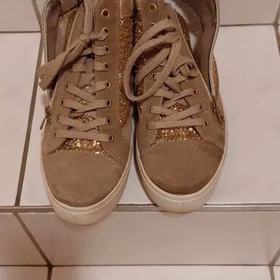 Guess High Sneaker Gold Glitzer Gr. 38